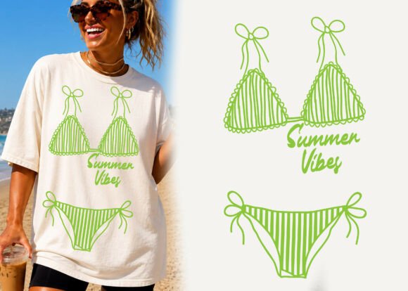 Download Summer Vibes Bikini Stripes Shirt Design - Design Collection