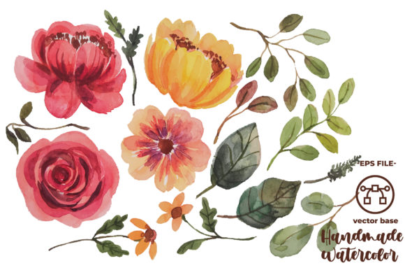 Download Watercolor Flower Elements Vector Design - Design Collection