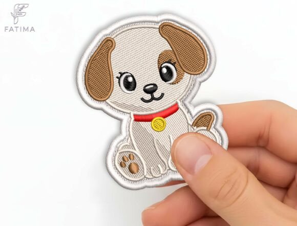 Download Cute Puppy Patch Embroidery Design - Design Collection