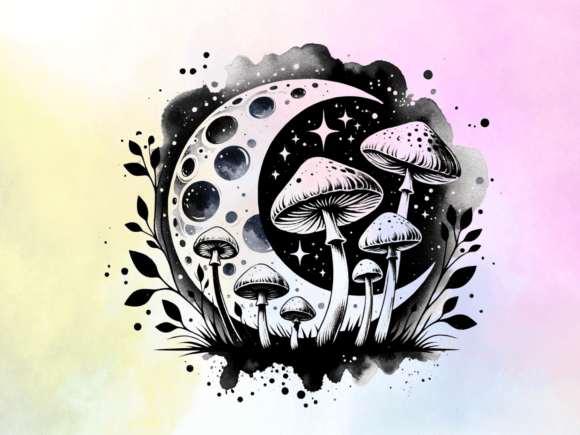Download Mystical Moon &amp; Magic Mushrooms Graphic - Mystical Collection
