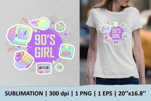 Download 90s Girl Sublimation Design. Retro Vibes - Design Collection