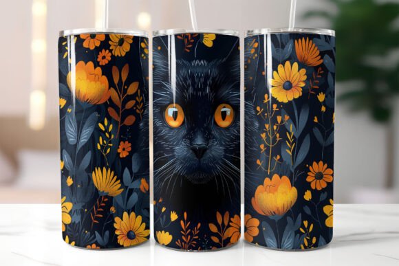 Download Mystical Feline Amidst Autumn Blooms - Mystical Collection